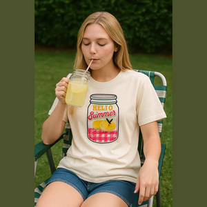 Comfort Colors “Hello Summer” Size Large. Beige